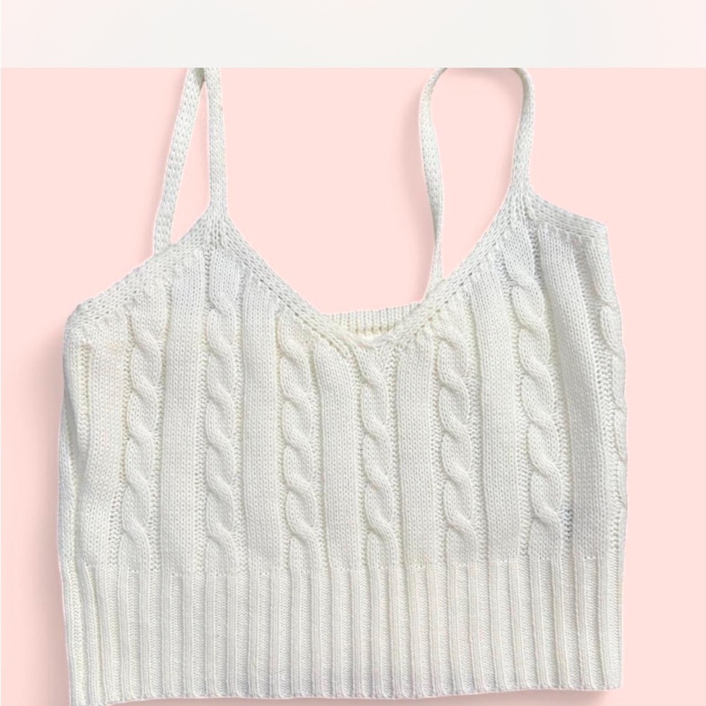 White Cable Knit Women's Top
